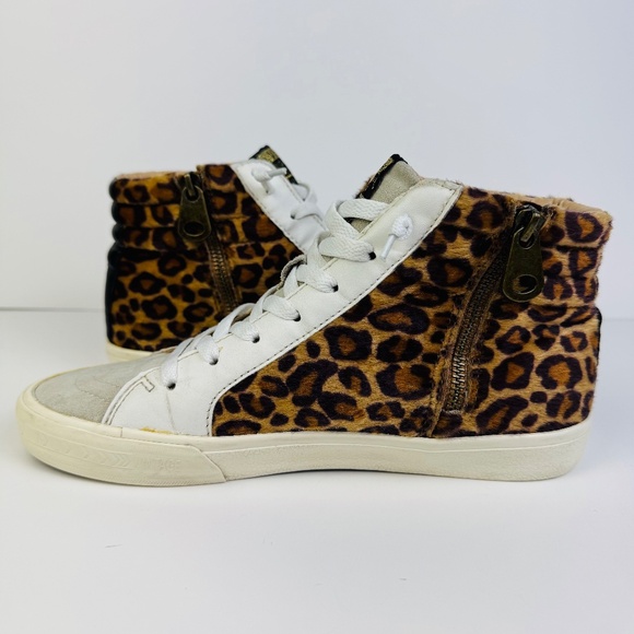 Vintage Havana Daniella Crazy Leopard High Top Sneakers Side Zip Womens Size 8.5 - Picture 10 of 11